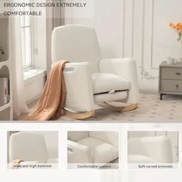 FOXHUNTER Modern Rocking Chair with Adjustable Footrest