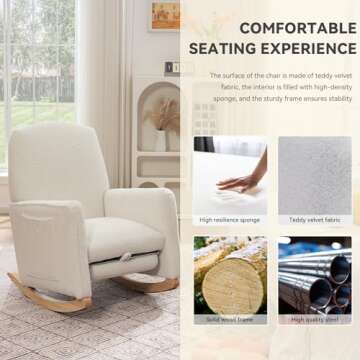 FOXHUNTER Modern Rocking Chair with Adjustable Footrest