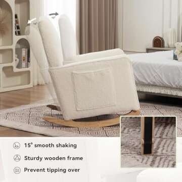 FOXHUNTER Modern Rocking Chair with Adjustable Footrest