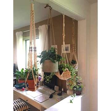 Flber Macrame Plant Hanger Handmade Cotton Rope Wall Hangings Home Décorr Macrame Plant Hanger Handmade Cotton Rope Wall Hangings Home Décor