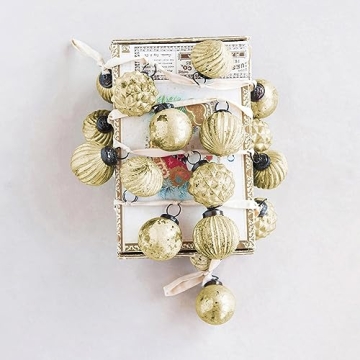 Creative Co-Op Mercury Glass Ornament Garland Elegant Decor