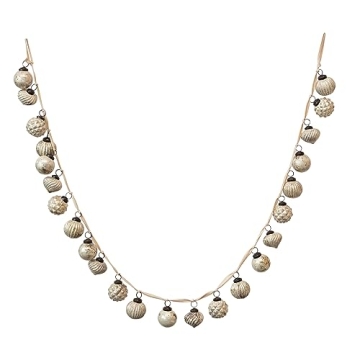 Creative Co-Op Mercury Glass Ornament Garland Elegant Decor