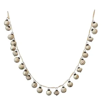 Creative Co-Op Mercury Glass Ornament Garland Elegant Decor
