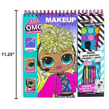Horizon Group USA LOL OMG Make-Up Artist Magazine DIY Craft Kit, Design with Crayons, Stickers & More.Create Fashionable Looks Using Over 130 Stencil Designs & 200 Stickers