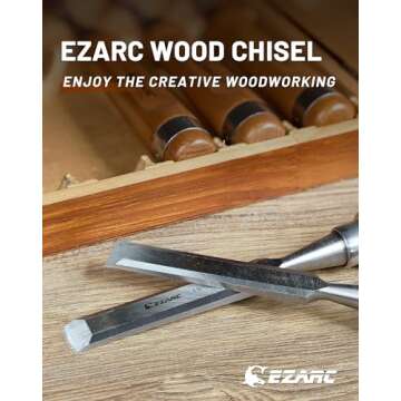 EZARC 6-Piece Wood Chisel Set with Premium Wooden Case