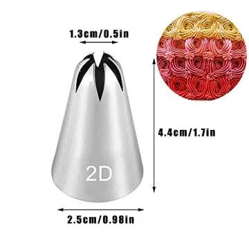 Icing Piping Tip Set,3 Large Decorating Tips Stainless Steel,DIY Cream Rose Flower Piping Tips,Cupcake Pastry Tips for Cake Decorating(1M 2D 2F)