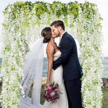 ZINHO 60 Branches Wisteria Hanging Flowers, Artificial White Wisteria Flowers Garland for Wedding Arch Ceremony Party Garden Home Backdrop Decor