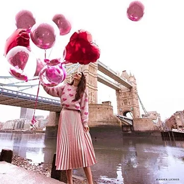 CHICWISH Women's Comfy Casual Pink Fuzzy Hearts Knit Sweater Pullover Sweatershirt