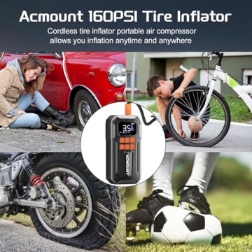 160PSI Portable Tire Inflator with LED & Battery