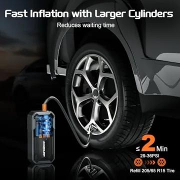 160PSI Portable Tire Inflator with LED & Battery