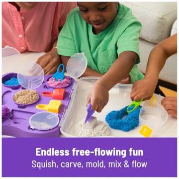 Kinetic Sand, Variety Case with 2lbs Play Sand (Beach, Neon & Shimmer) & 5 Tools, Reusable Storage, Sensory Toys for Kids Ages 3 and up