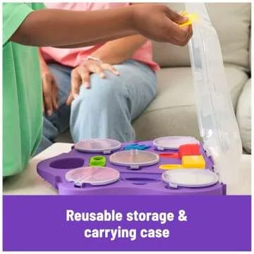 Kinetic Sand, Variety Case with 2lbs Play Sand (Beach, Neon & Shimmer) & 5 Tools, Reusable Storage, Sensory Toys for Kids Ages 3 and up