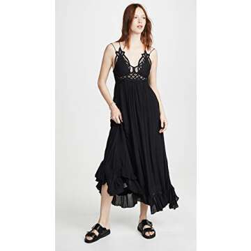 Free People Adella Sleeveless Maxi Slip Dress for Women - Plunging V-Neckline and Strappy Detail at ...