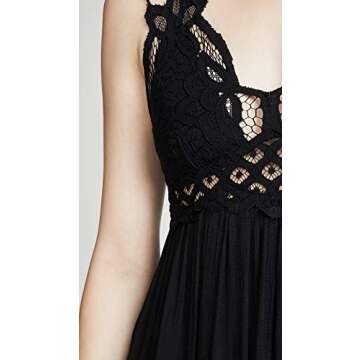 Free People Adella Sleeveless Maxi Slip Dress for Women - Plunging V-Neckline and Strappy Detail at Back with Adjustable Spaghetti Straps Black SM One Size