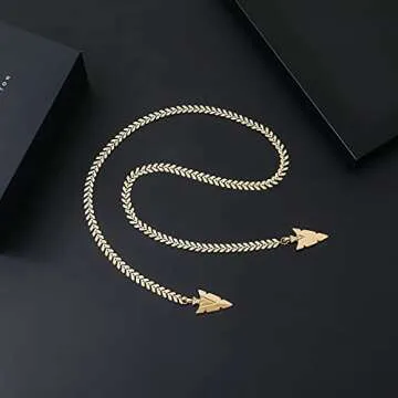 Cool Face Fishbone Chain with Arrow Pendant Necklace Headpiece Accessories On Nose Costume Body Jewelry Gold Tone