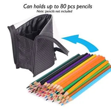 2 Pack Standing up Pencil case with 9 Elastics Slots, Standing Pen Brush Holder, 2-in-1 Travel Pencil Cosmetic Makeup Bag Travel Carry Case to Hold Fountain Pen Gel Pen Pencils Cosmetic Makeup Brushes