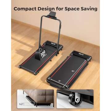 Acezoe Walking Pad Treadmill with Incline, 2 in 1 Folding Treadmills for Home Small Office, 300lbs Portable Compact Under Desk Treadmill with LED Display and Apps