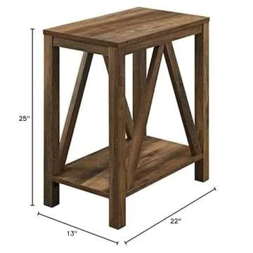 Walker Edison Stylish Rustic Oak Side Table – Easy to Assemble