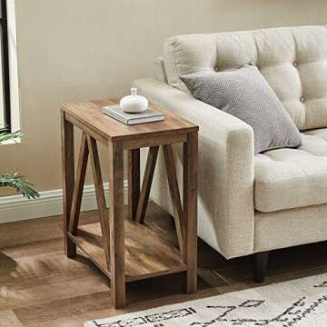 Walker Edison Stylish Rustic Oak Side Table – Easy to Assemble