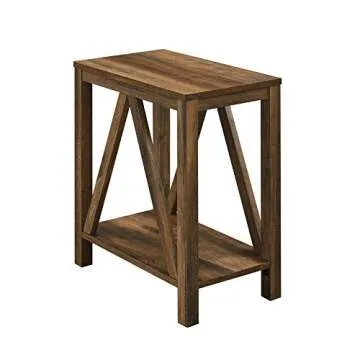 Walker Edison Stylish Rustic Oak Side Table – Easy to Assemble