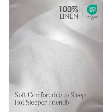 DAPU Pure Linen Sheets Set, 100% French Linen From Normandy, Breathable and Durable For Hot Sleepers...