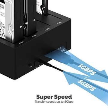 SABRENT Docking Station SSD/External Hard Disk/HDD 2.5/3.5 inch, USB 3.2 Gen 1, 4 Slots for SSD/HDD, with Power Supply and Fan, for SATA SSD/HDD, with 4 Separate ON/Off switches (DS-U3B4)