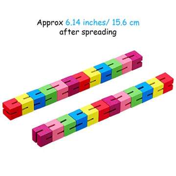 Boao 9 Pcs Wooden Fidget Toy Twist Block Cubes Puzzle Sensory Toys Flexible Puzzles Stretchable Wood Twist and Lock Puzzles for Teens Party Favors