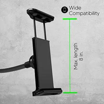 TALK WORKS Gooseneck Clip Mount Compatible w/iPhone 15/15 Pro/15 Pro Max, 14/14 Plus/14 Pro/14 Pro Max, 13/Mini/Pro/Pro Max, Apple, Android, Samsung- Flexible Cell Phone Holder Tabletop Stand (Black)