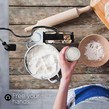 TALK WORKS Gooseneck Clip Mount Compatible w/iPhone 15/15 Pro/15 Pro Max, 14/14 Plus/14 Pro/14 Pro Max, 13/Mini/Pro/Pro Max, Apple, Android, Samsung- Flexible Cell Phone Holder Tabletop Stand (Black)