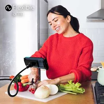 TALK WORKS Gooseneck Clip Mount Compatible w/iPhone 15/15 Pro/15 Pro Max, 14/14 Plus/14 Pro/14 Pro Max, 13/Mini/Pro/Pro Max, Apple, Android, Samsung- Flexible Cell Phone Holder Tabletop Stand (Black)