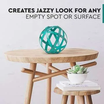 Everydecor Metal Decorative Sphere for Home Decor - Decorative Balls for Shelves, Centerpiece Bowls, Bookshelf - Decoration Orbs Accents for Living Room, Bedroom - Distressed Teal Shelf Spheres