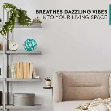 Everydecor Metal Decorative Sphere for Home Decor - Decorative Balls for Shelves, Centerpiece Bowls, Bookshelf - Decoration Orbs Accents for Living Room, Bedroom - Distressed Teal Shelf Spheres