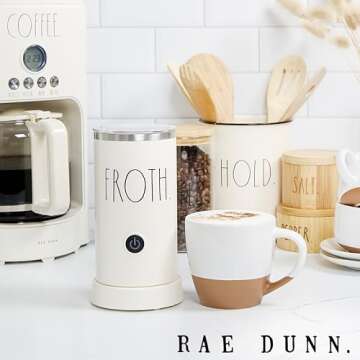 Rae Dunn Electric Milk Frother Steamer -Stylish Automatic Milk Steamer and Frother, Milk Warmer, Hot...