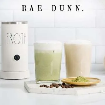 Rae Dunn Electric Milk Frother Steamer -Stylish Automatic Milk Steamer and Frother, Milk Warmer, Hot and Cold Foam Maker for Coffee, Latte, Cappuccino, Macchiato - 550 Watt (Cream)