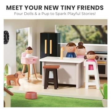 Tiny Land Modern Family Dollhouse 53Pcs Furniture Interactive Play