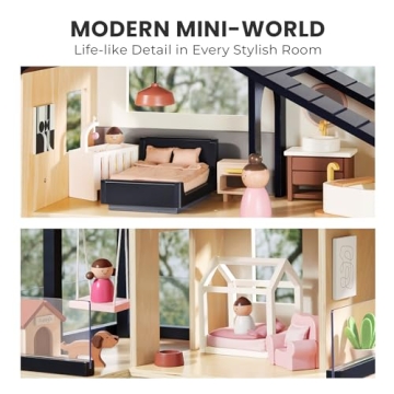 Tiny Land Modern Family Dollhouse 53Pcs Furniture Interactive Play