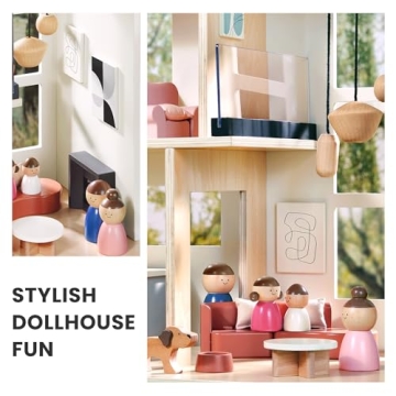 Tiny Land Modern Family Dollhouse 53Pcs Furniture Interactive Play