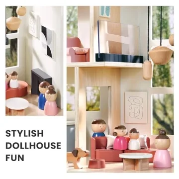 Tiny Land Modern Family Dollhouse 53Pcs Furniture Interactive Play