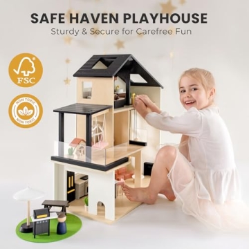 Tiny Land Modern Family Dollhouse 53Pcs Furniture Interactive Play