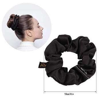 Scrunchies Black Satin Silk Hair Ties - Women Hair Bands Scrunchy For Thick Curl Hair No Crease Hair Accessories Soft Ponytail Holder