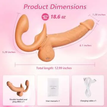 Strapless Strap On Double Ended Dildos for Lesbian Sex Toy with 9 Vibrating Modes, SWEETLORY Wearable Realistic Dildo Vibrator, Double Ended Penetration Sex Toys with Pegging for Women Lesbian Couples