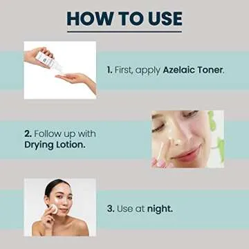 Azelaic Toner & Drying Lotion Duo - Face Treatment Set for Rosacea & Cystic Acne, Soothing Redness Relief, Shrinks Whiteheads & Pores | Normal to Oily Skin