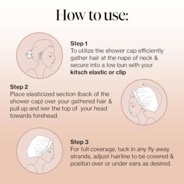 Kitsch Luxury Shower Caps for Women Reusable Waterproof - Large Shower Cap for Women and Men, Non-slip, Quick-dry Hair Cap for Long & Short Hair, Comfortable and Stylish Design - Stripe