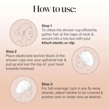 Kitsch Luxury Shower Caps for Women Reusable Waterproof - Large Shower Cap for Women and Men, Non-slip, Quick-dry Hair Cap for Long & Short Hair, Comfortable and Stylish Design - Stripe