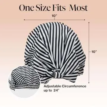 Kitsch Luxury Shower Caps for Women Reusable Waterproof - Large Shower Cap for Women and Men, Non-slip, Quick-dry Hair Cap for Long & Short Hair, Comfortable and Stylish Design - Stripe