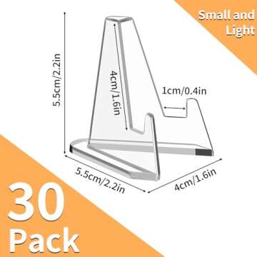 NIUBIER Card Display Stand, 30 Pack Clear Card Stands, Arcylic Card Display, Mini Card Stands for Sp...