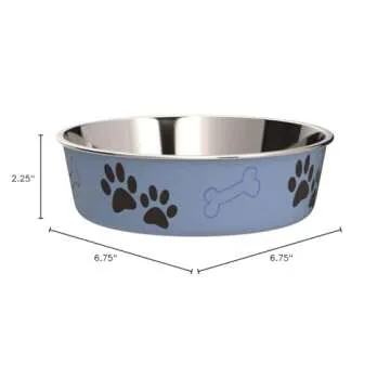 Loving Pets Bella Dog Bowls- Stainless Steel Dog & Cat Bowls - Spill Proof Dog Food Bowl, Cat Bowl, Puppy Essentials & Pet Supplies Great for Home & Travel (Medium 20-25 lbs, Murano Blue)