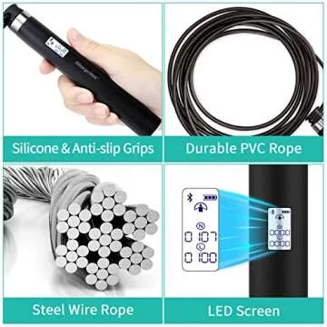 Smart Jump Rope with App for Fitness Tracking & Goals