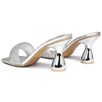 Elegant Rhinestone Chunky Heel Mules Sandals for Women