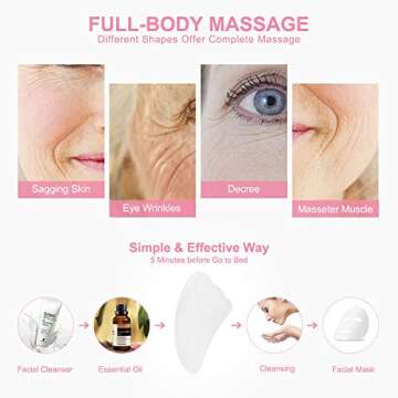 airogym 4 Pack Gua Sha Scraping Massage Tool, Natural Stone Gua Sha Board for Face and Body, Facial ...